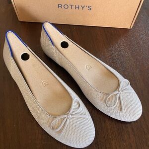 Rothy's Women's Beige & Silver Ballet Flats